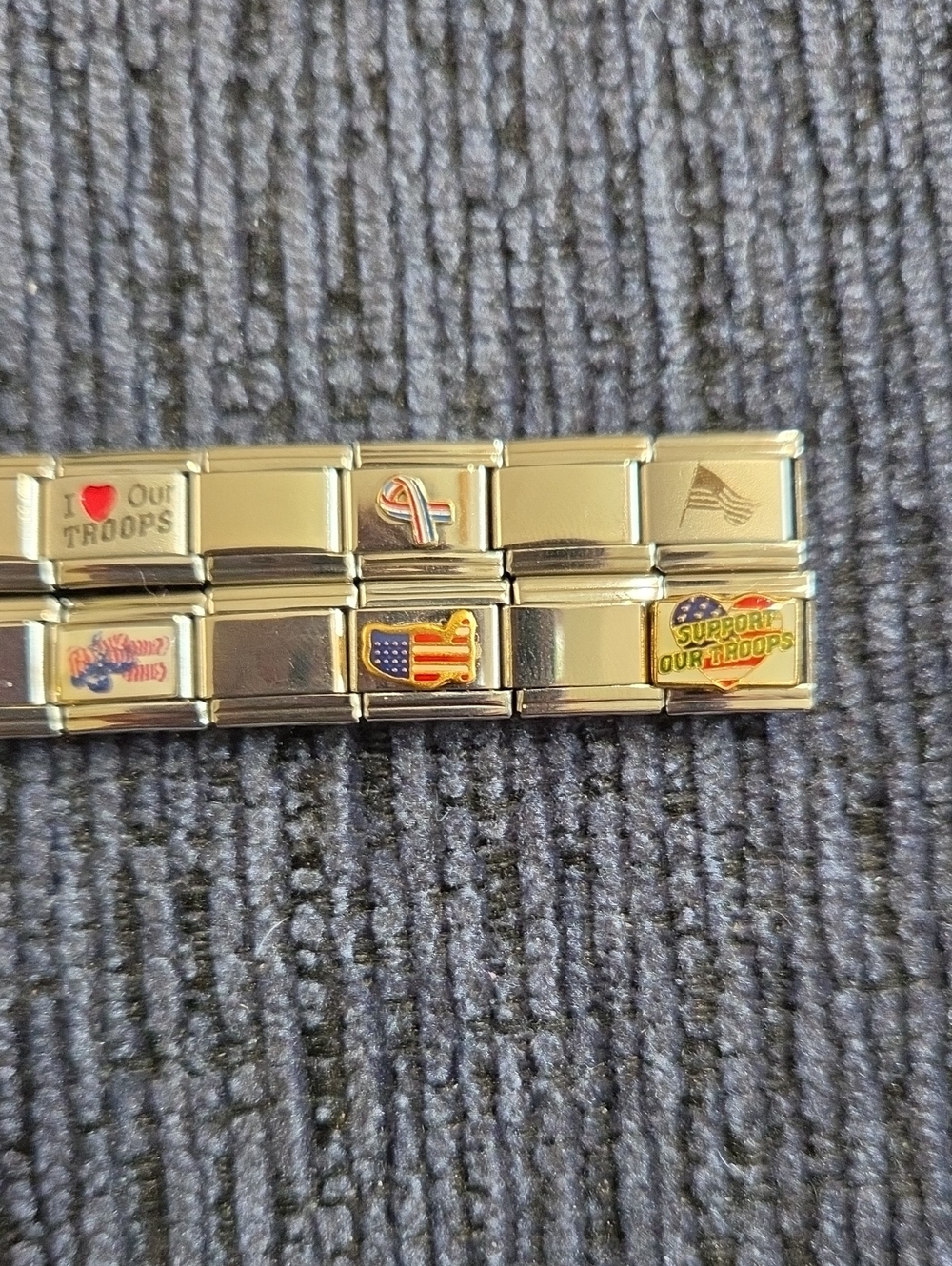 Italian Charm Bracelet American Flag Heart Stretch Bracelet - Picture 8 of 8